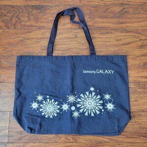SAMSUNG GALAXY Blue Promotional Winter Snowflake Shopper Canvas Tote Bag NWOT